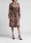 Dolce & Gabbana Tie-waist Double-breasted Flared Trench In Leobrowprt