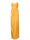 Michelle Mason Cross-strap Silk Wrap Gown In Gold