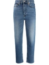 Re/done 70s Stove Pipe High-rise Straight Crop Jeans In Blue