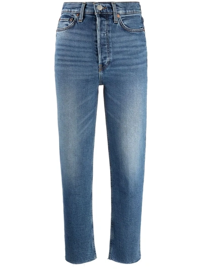 Re/done 70s High Rise Stove Pipe Straight-leg Jeans In Favorite Blue