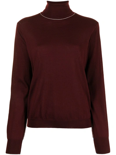 Maison Margiela Contrast-stitching Wool Jumper In Rot