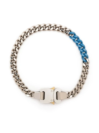 Alyx Silver & Blue Colored Links Buckle Necklace In Argento/blu