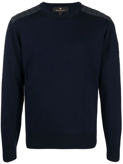 Belstaff Kerrigan Wool Knit Sweater In Washed Navy