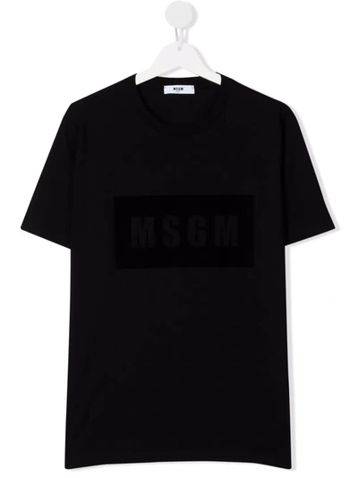 Msgm Teen Logo-print Cotton T-shirt In Black