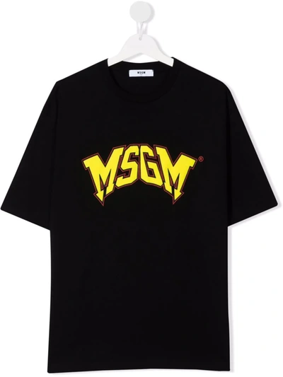 Msgm Teen Logo-print Cotton T-shirt In Black