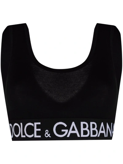 Dolce & Gabbana Logo-band Sporta Bra In Black
