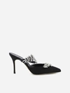 Manolo Blahnik Lurum Crystal-embellished Mules In Black