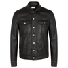 Saint Laurent Button-up Leather Jacket In Black