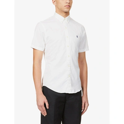Polo Ralph Lauren Pony-embroidered Slim-fit Garment-dyed Cotton Shirt In White