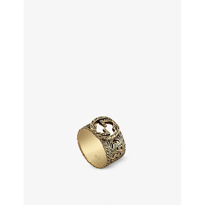 Gucci Mens Yellow Gold Interlocking G Engraved 18ct Yellow-gold Ring T