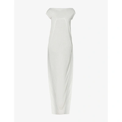 Rick Owens Column Asymmetric-neckline Woven Maxi Dress In Oyster