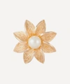 SUSAN CAPLAN VINTAGE GOLD-PLATED 1960S TRIFARI FAUX PEARL FLOWER BROOCH,000740042