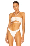 Magda Butrym Off-white Crossed Wrap Bikini Top In Cream