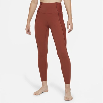 Nike Women's  Yoga Luxe High-waisted 7/8 Ribbed Infinalon Leggings In Red