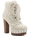 Jessica Simpson Women's Irella High Heeled Platform Lace Up Lug Sole Booties Women's Shoes In Natural