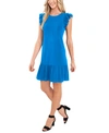 Cece Flutter Sleeve Cotton Blend Knit Dress In Santorini Sky