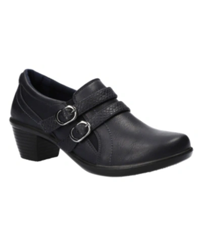 Easy Street Stroll Womens Faux Leather Zipper Mules In Black