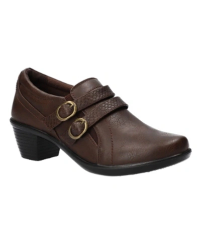 Easy Street Stroll Womens Faux Leather Snake Print Loafers In Brown