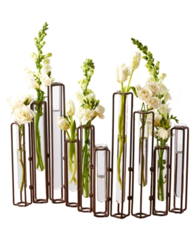 Two's Company Hinged Flower Vases, Set Of 10 In Brown