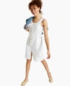 Style & Co Petite Cotton Denim Dress, Created For Macy's In Bright White