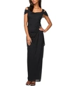 Alex Evenings Cold-shoulder Draped Metallic Gown Regular & Petite Sizes In Black