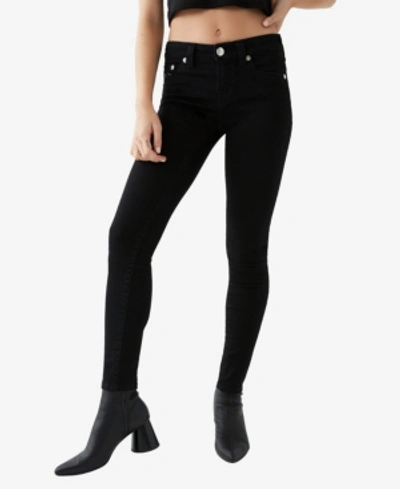 True Religion Crystal Jennie Womens Mid-rise Embellished Skinny Jeans In Black