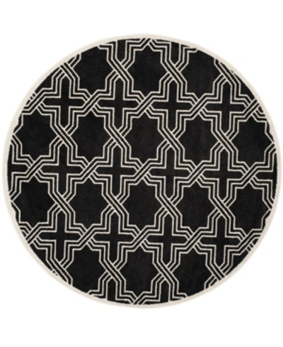 Safavieh Amherst Amt413 Anthracite And Ivory 7' X 7' Round Area Rug In Black