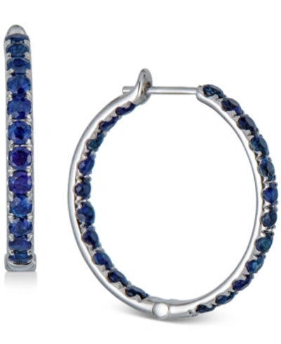 Macy's Sapphire In & Out Small Hoop Earrings (6 Ct. T.w.) In Gold-plated Sterling Silver, 1" (also In Emera