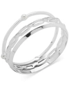 Anne Klein Silver-tone 3-pc. Set Crystal & Imitation Pearl Bangle Bracelets In Crystal