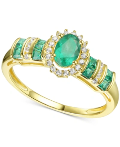 Macy's Sapphire (1 Ct. T.w.) & Diamond (1/8 Ct. T.w.) Ring (also In Emerald & Ruby) In 14k Gold In Emerald With 14k Yellow Gold