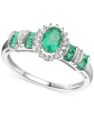 Macy's Sapphire (1 Ct. T.w.) & Diamond (1/8 Ct. T.w.) Ring (also In Emerald & Ruby) In 14k Gold In Sapphire With 14k White Gold