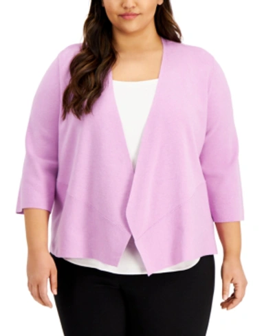 Alfani Plus Size Cozy Open-front Cardigan, Created For Macy's In Violet Tulle