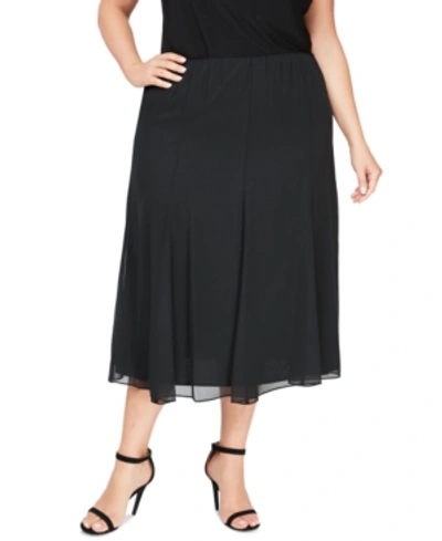 Alex Evenings Plus Size Chiffon Midi Skirt In Black