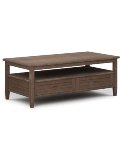 Simpli Home Warm Shaker Solid Wood Coffee Table In Farmhouse Brown