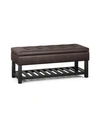 Simpli Home Cosmopolitan Traditional Rectangle Storage Ottoman Bench In Distressed Brown