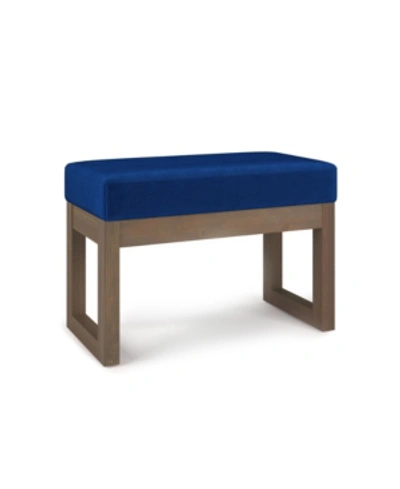 Simpli Home Milltown Footstool Small Ottoman Bench In Distressed Dark Blue