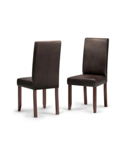 Simpli Home Acadian Parson Dining Chair, Set Of 2 In Distressed Brown