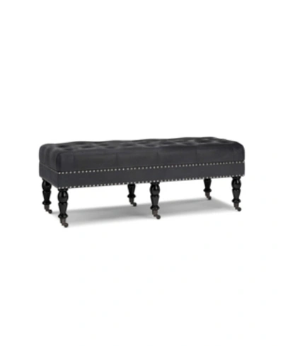 Simpli Home Henley Tufted Ottoman Bench In Distressed Black