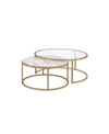 Acme Furniture Shanish 2-piece Nesting Table Set In Faux Marble And Gold-tone