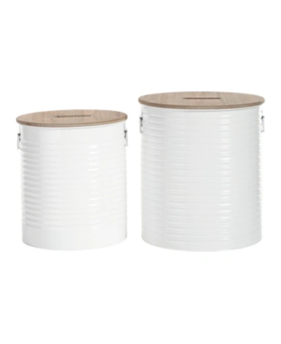 Rosemary Lane Farmhouse Storage Stool, Set Of 2 In White