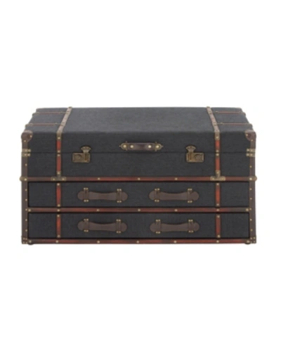 Rosemary Lane Linen And Wood Traditional Coffee Table In Dark Blue