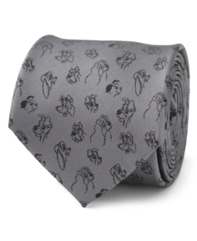 Disney Men's Dog Print Tie In Gray