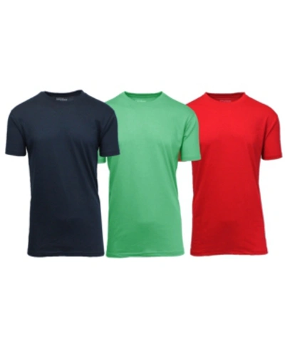 Galaxy By Harvic Men's Crewneck T-shirts, Pack Of 3 In Navy-mint-red