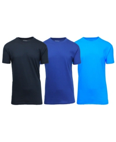 Galaxy By Harvic Men's Crewneck T-shirts, Pack Of 3 In Navy-royal-aqua