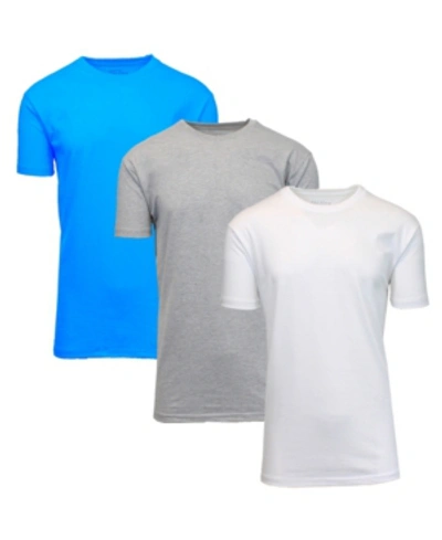Galaxy By Harvic Men's Crewneck T-shirts, Pack Of 3 In Aqua-heather Gray-white