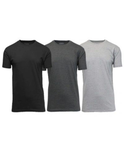 Galaxy By Harvic Men's Crewneck T-shirts, Pack Of 3 In Black-charcoal-heather Gray