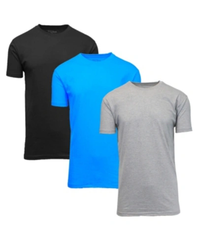 Galaxy By Harvic Men's Crewneck T-shirts, Pack Of 3 In Black-aqua-heather Grey