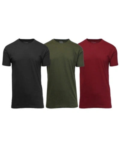 Galaxy By Harvic Men's Crewneck T-shirts, Pack Of 3 In Black-olive-burgundy