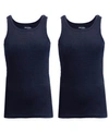 Galaxy By Harvic Men's Famous Heavyweight Ribbed Tank Top, Pack Of 2 In Navy-navy