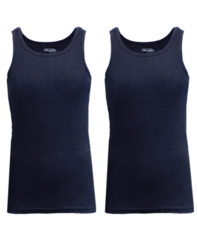 Galaxy By Harvic Men's Famous Heavyweight Ribbed Tank Top, Pack Of 2 In Navy-navy